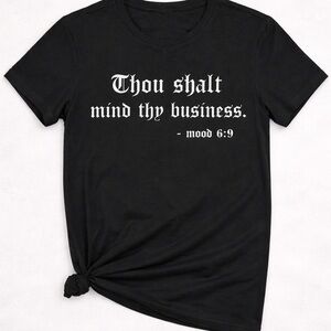 Women's Black Short-Sleeve Graphic Tee - 'Thou Shalt Mind Thy Business'